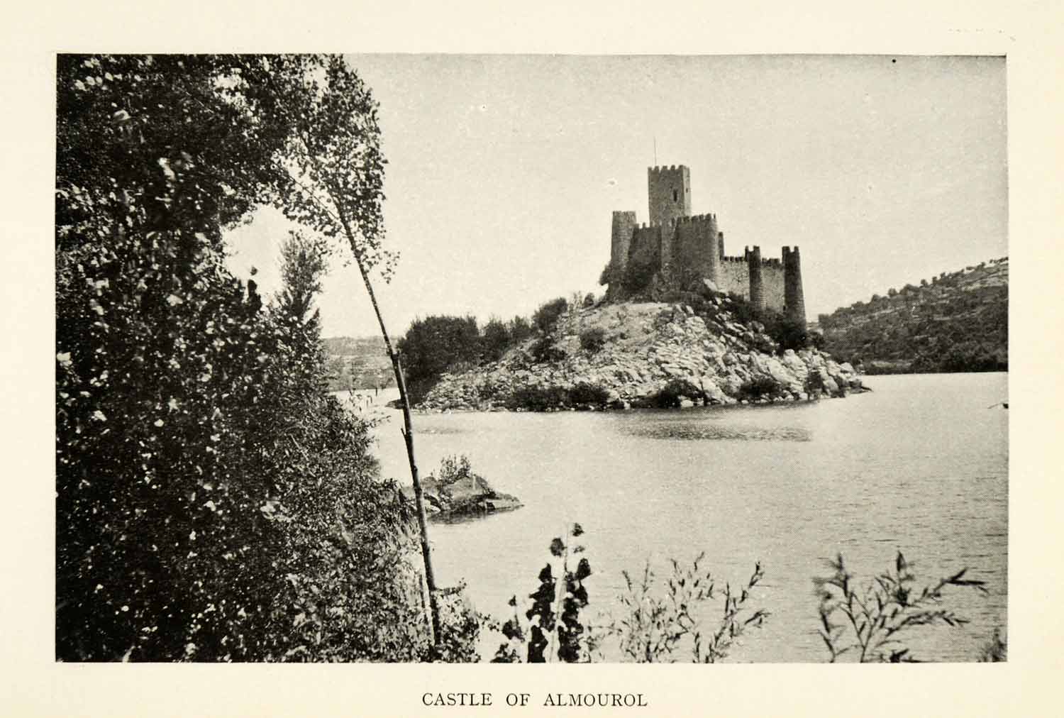 1915 Print Medieval Almourol Castle Island Portugal Tagus River Knights XGZ2