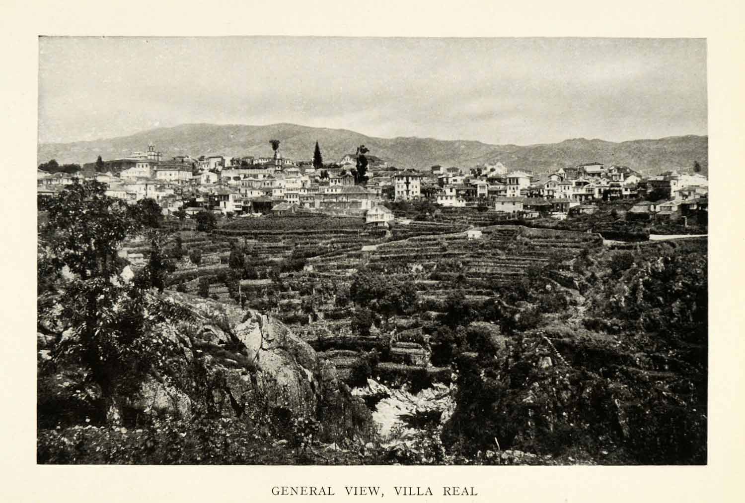 1915 Print Vila Real Portugal Birds Eye View Cityscape Historic Image XGZ2