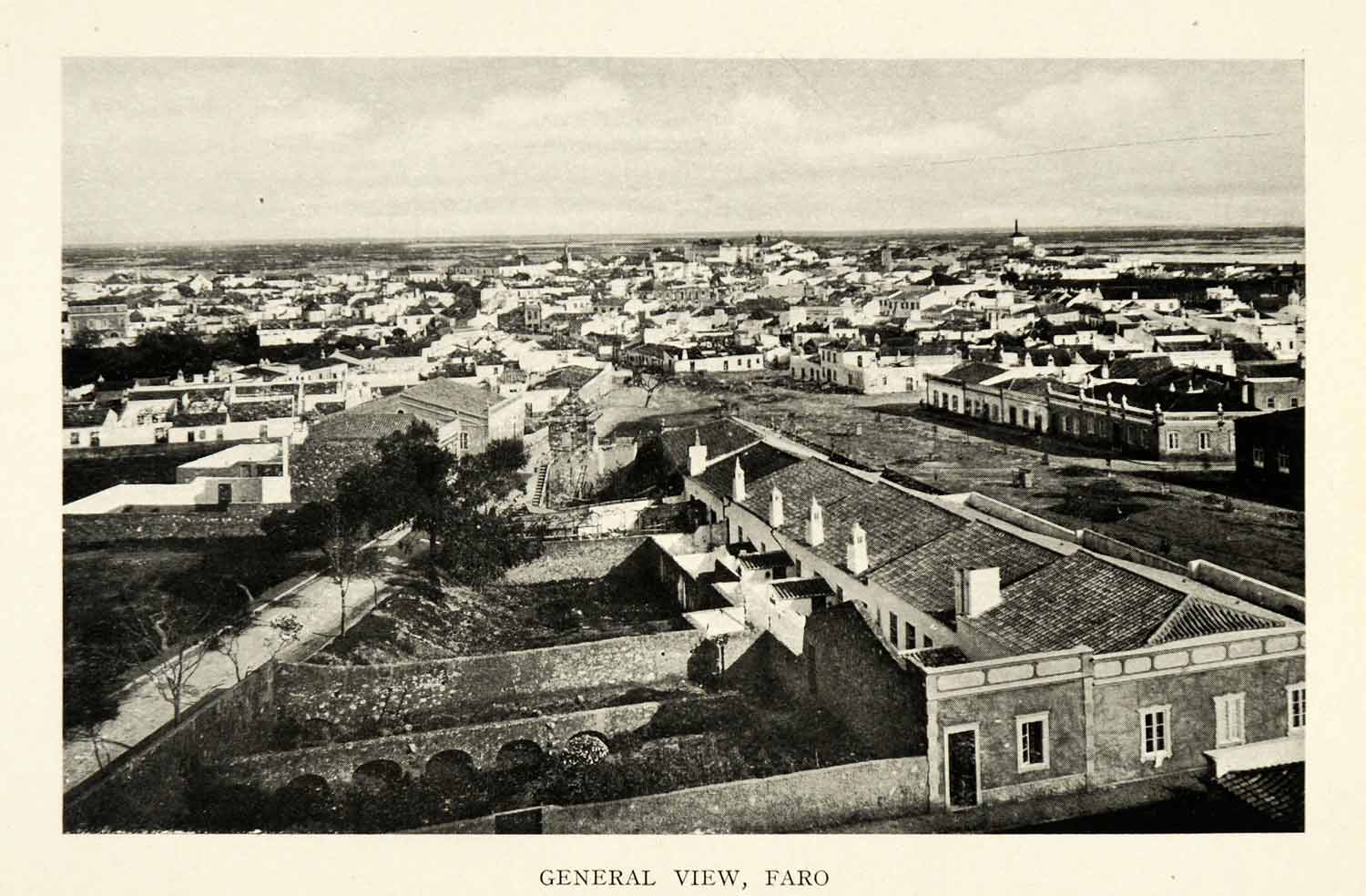 1915 Print Faro Portugal Birds Eye View Cityscape Historic Image XGZ2