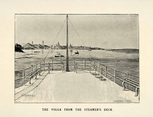 1898 Print Volga River Warde Page Steamboat Deck Sailing Landscape Dome XGZ3
