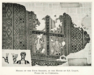 1907 Print Cordova Andalusia Spain Mosaic Seasons House Luque Plaza XGZ4