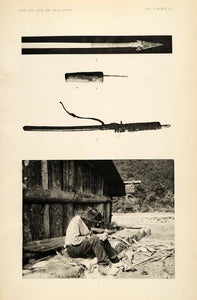 1904 Heliogravure Hoopa Hupa Valley Indian Weapon Arrowhead Flaking Edging XGZ7