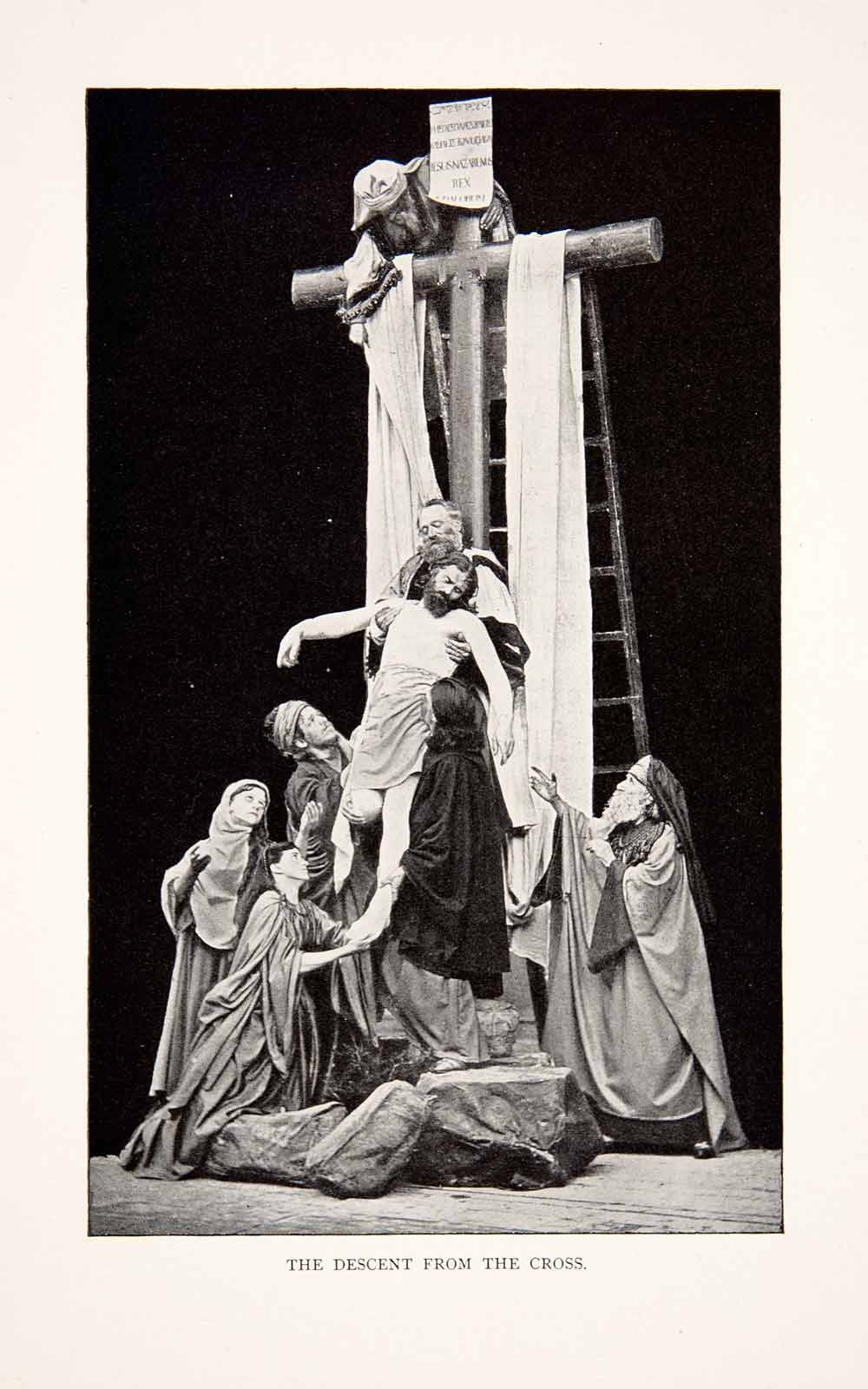 1901 Print Oberammergau Bavaria Germany Jesus Christ Descent Cross Passion XGZA3
