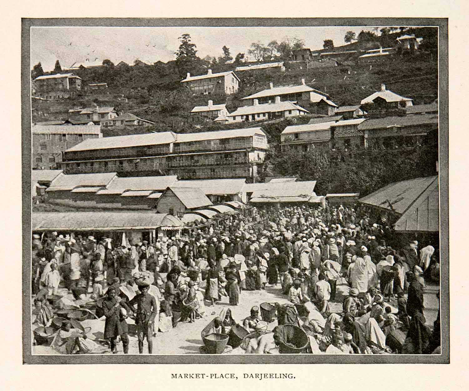 1901 Print Darjeeling West Bengal India Marketplace Bazaar Himalayan XGZA3