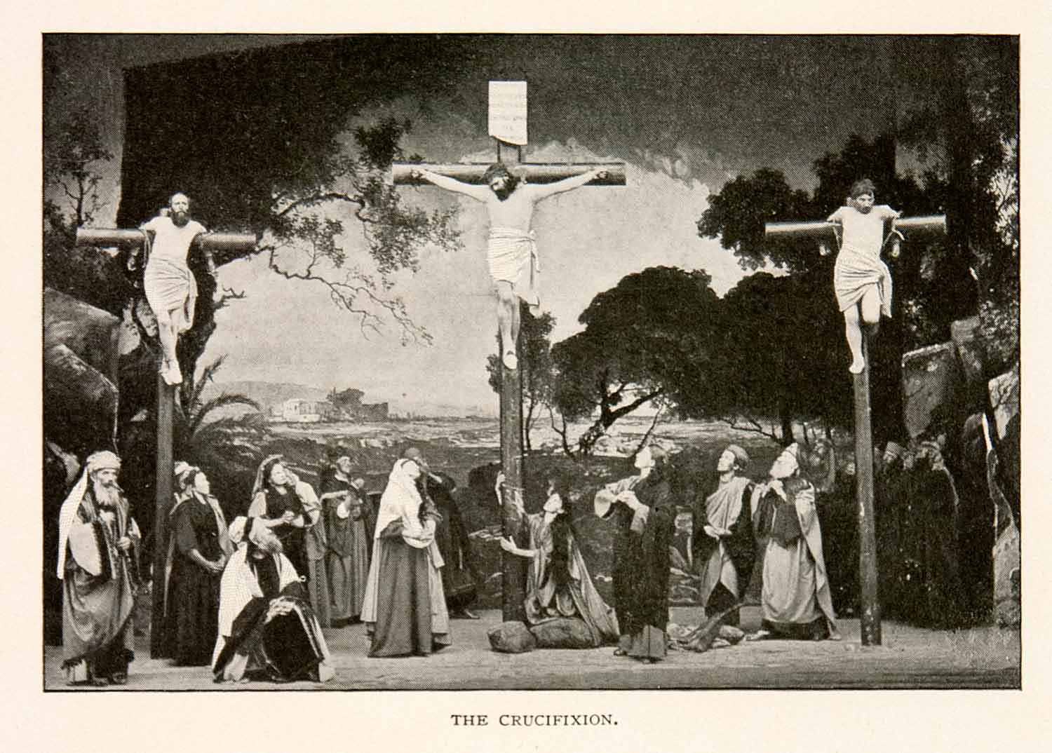 1901 Print Passion Play Oberammergau Bavaria Germany Christ Crucifixion XGZA3