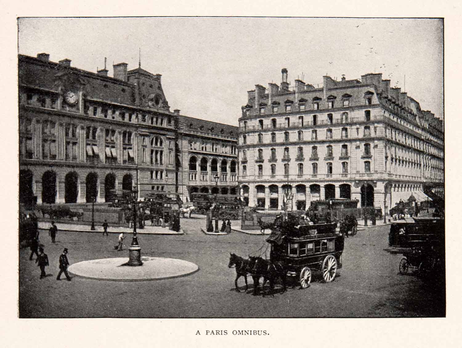 1902 Print Paris Street France Horse Omnibus Public Transportation XGZA4