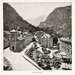 1902 Print Eaux Chaudes Spa French Pyrenees Mountains Valley Gave Ossau XGZA4