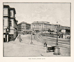 1902 Print Franz Joseph Jozsef Quay Wharf Harbor Vienna Austria Seaport XGZA4