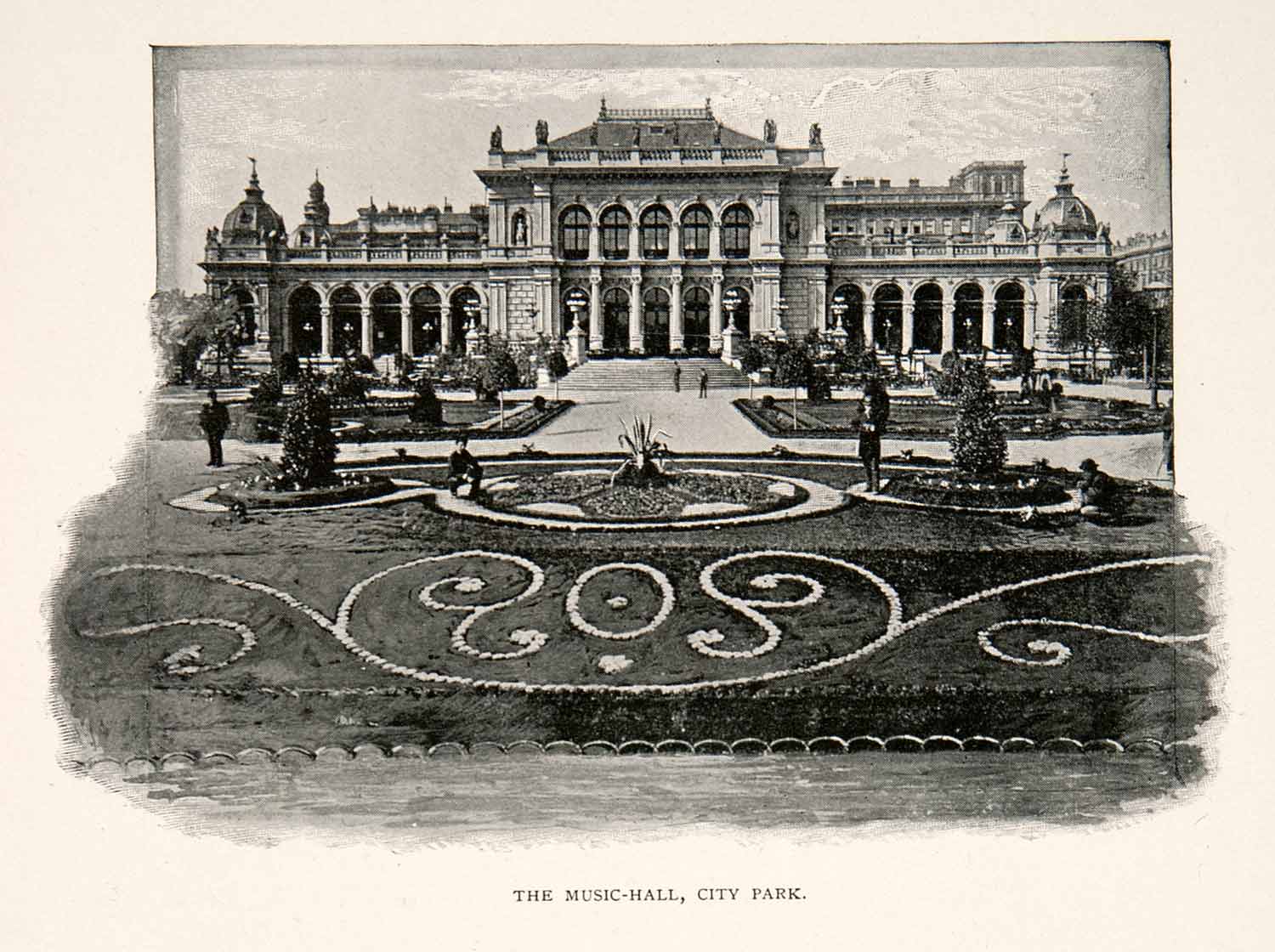 1902 Print Music Hall Opera House City Park Vienna Austria Gardens Europe XGZA4