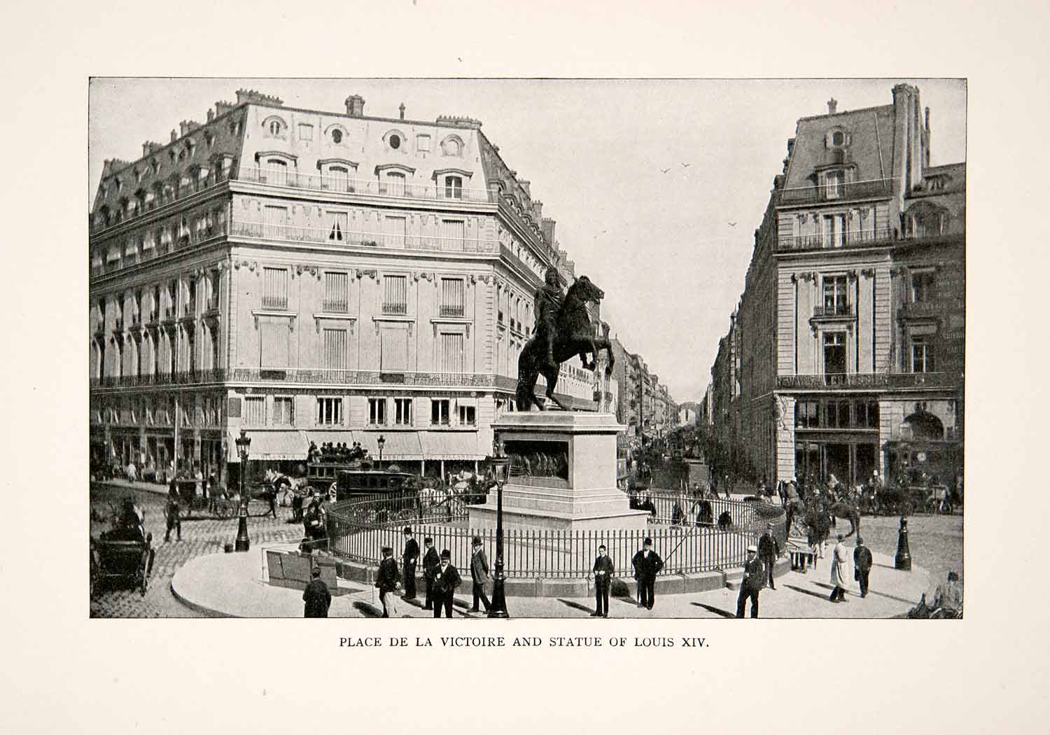 1902 Print Place Des Victoire Equestrian Statue Monument Louis XIV Paris XGZA4