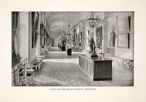 1902 Print Grand Trianon Palace Castle Hallway Statues Versailles Paris XGZA4