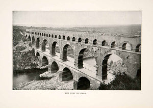 1902 Print Pont Du Gard River Bridge Nimes Uzes France Ancient Roman XGZA4