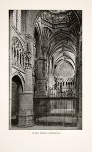 1902 Print Interior Cathedral Burgos Spain Roman Catholic Church Mayor XGZA4
