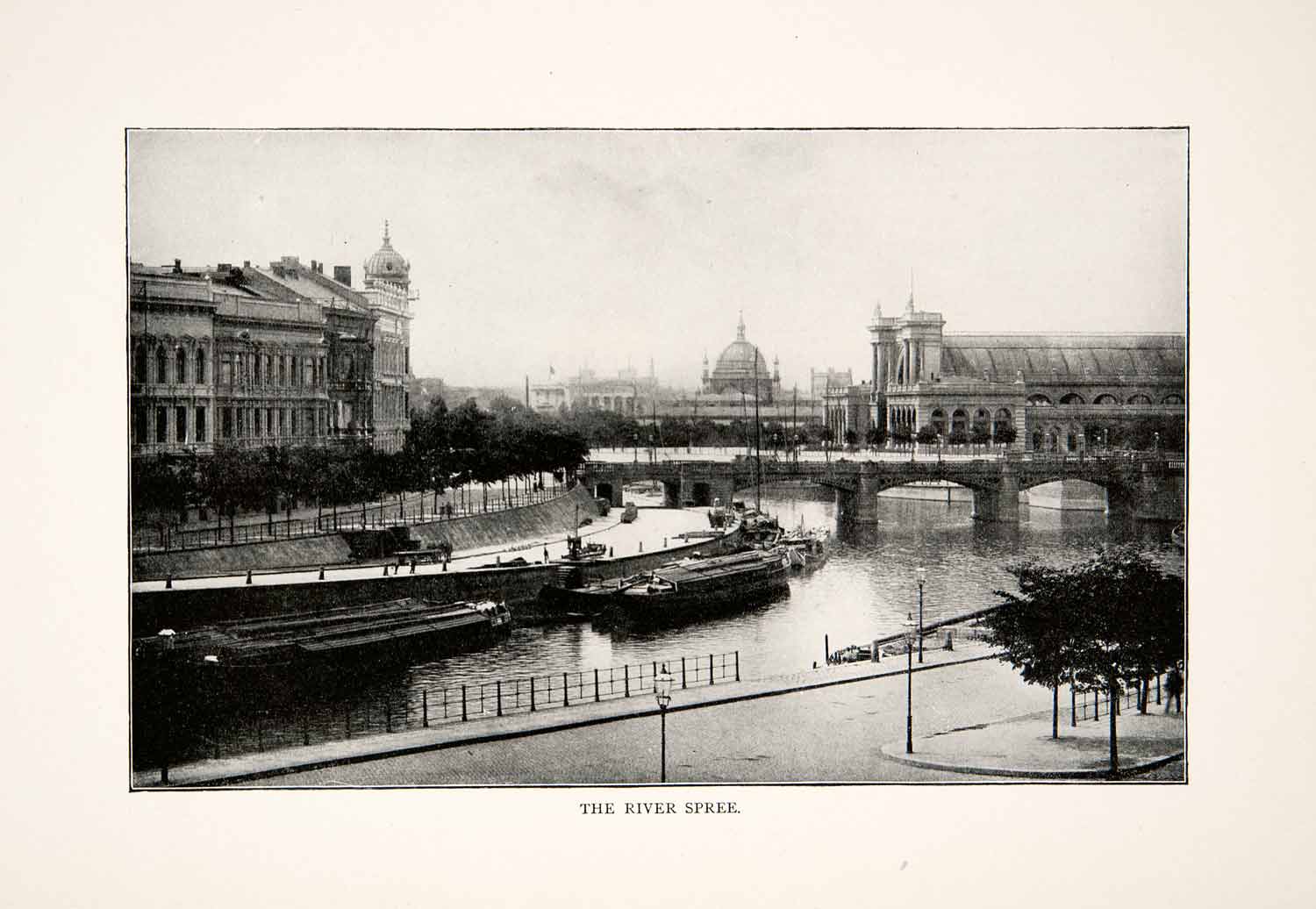1902 Print River Spree Berlin Germany Bridge Park Museum Island Cathedral XGZA4