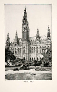 1902 Print Rathaus City Town Hall Vienna Austria Austrian Federal System XGZA4