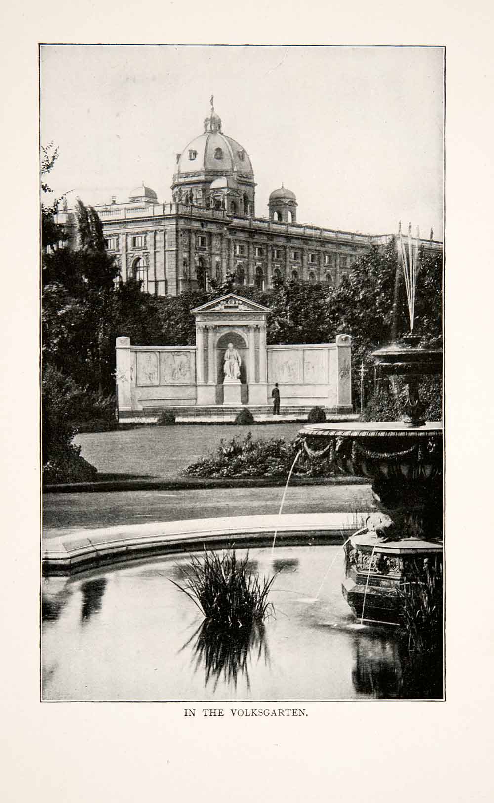 1902 Print Fountain Monument Franz Grillparzer Poet Volksgarten Vienna XGZA4