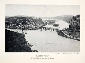 1930 Print Harpers Ferrry Virginia Shenandoah Potomac River America Bridge XGZA5