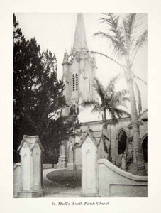 1947 Print St. Marks Smith Parish Church Bermuda Gothic Architecture Spire XGZA6