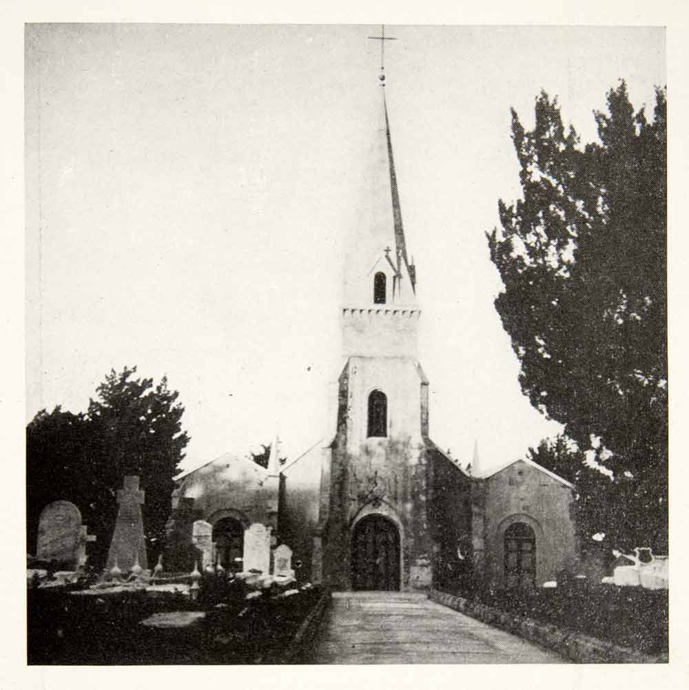 1947 Print St. James Sandys Parish Church Bermuda Spire Graveyard Cemetery XGZA6