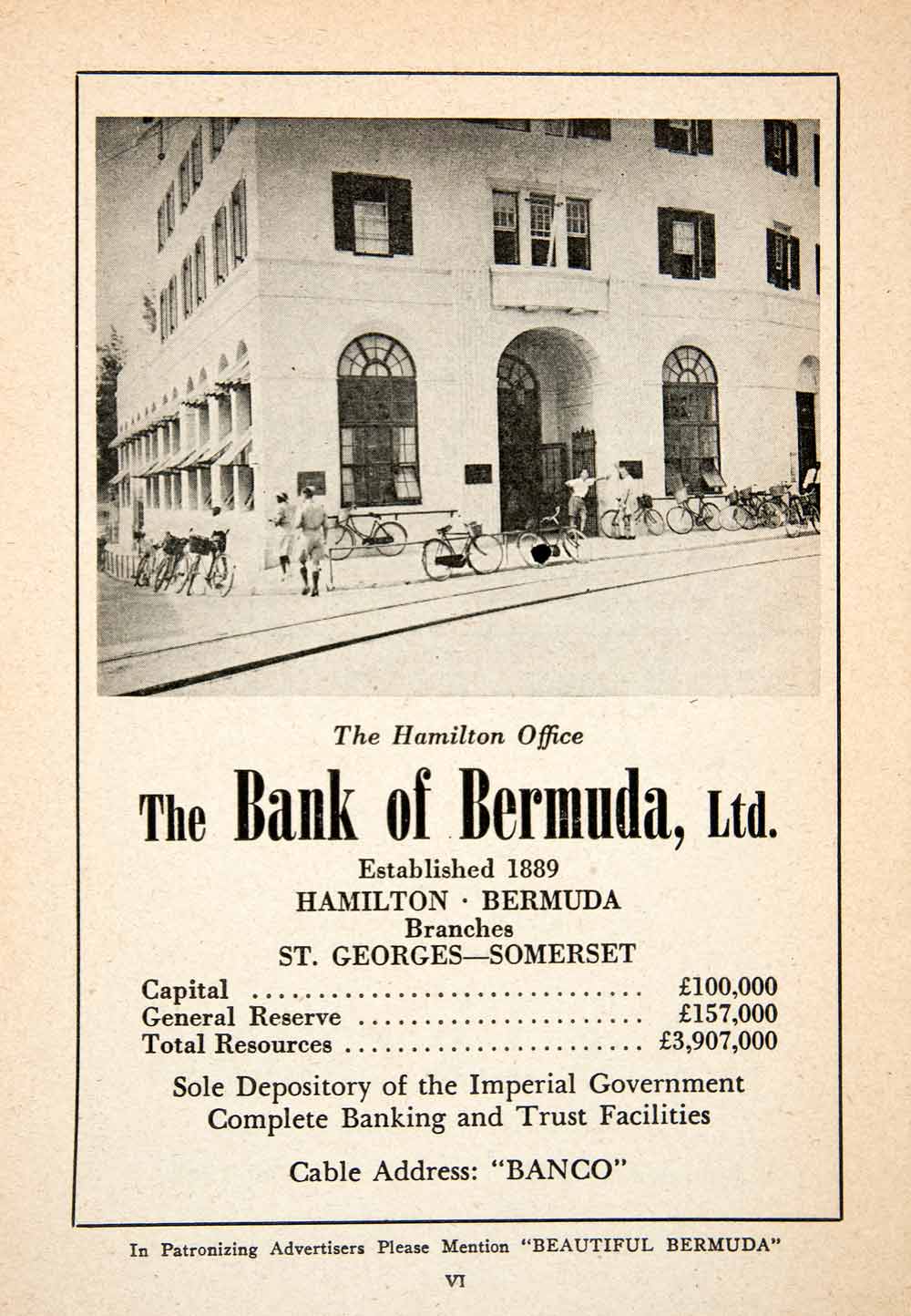 1947 Ad Hamilton Bermuda Bank St. Georges Somerset Office Building Banking XGZA6