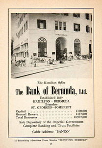1947 Ad Hamilton Bermuda Bank St. Georges Somerset Office Building Banking XGZA6