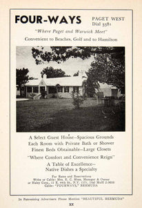 1947 Ad Four Ways Gues House Paget Bermuda Vacation Lodging Amenities E.C XGZA6