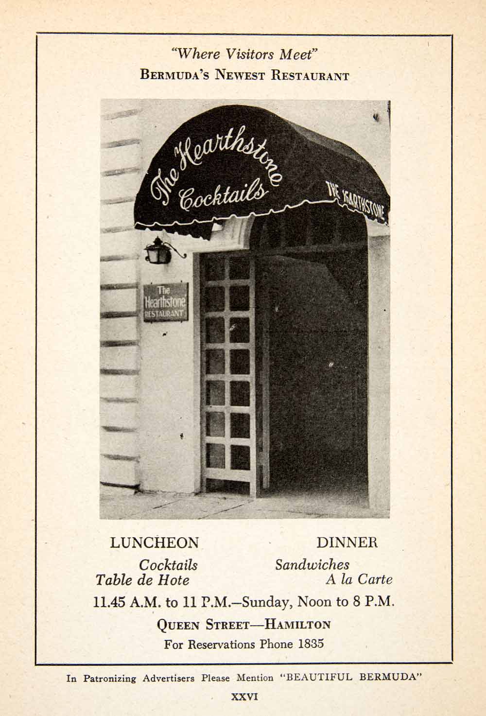 1947 Ad Hearthstone Queen Street Hamilton Bermuda Restaurant Cocktail XGZA6