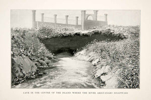 1898 Print Cuba Republic Caribbean Cave River Ariguanabo Disappears Stream XGZA7