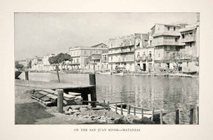 1898 Print Cuba Republic Caribbean San Juan River Matanzas Boat Dock City XGZA7
