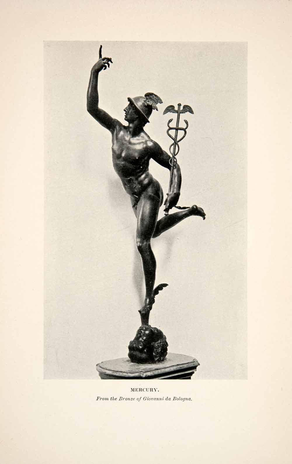 1905 Print Mercury Sculpture State Bronze Giovanni da Bologna Florence XGZA9 - Period Paper

