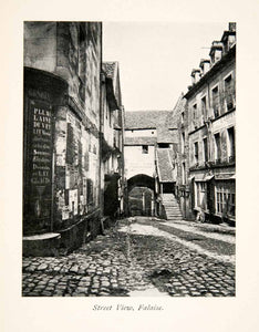 1900 Print Street Scene Cityscape Falasie Calvados Basse-Normandie France XGZB2
