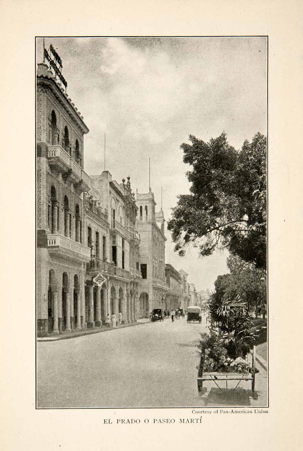 1919 Print El Prado Paseo Marti Havana Cuba Cityscape Street Scene XGZB4