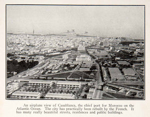 1925 Print Morocco Port Casablanca Africa Aerial View Cityscape Historic XGZB6