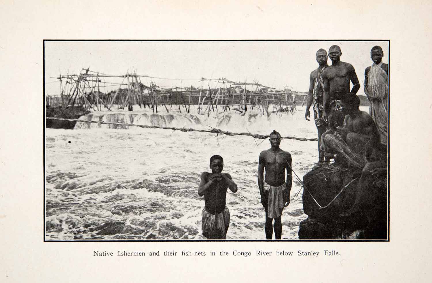 1925 Print Stanley Falls Congo River Africa Fishermen Natives Historic XGZB6