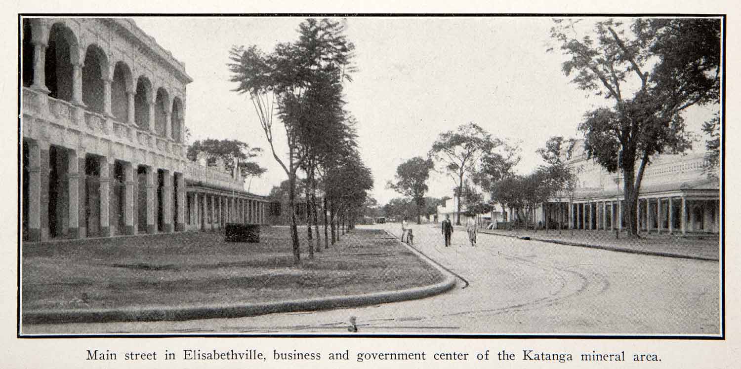 1925 Print Elisabethville Lumbash Katanga Government Streetscape Congo XGZB6