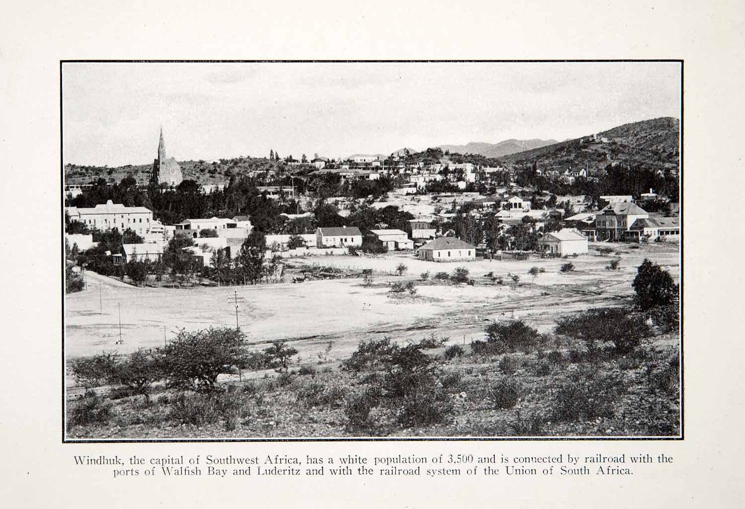 1925 Print Windhuk Southwest Africa Birds Eye View Cityscape Historic XGZB6