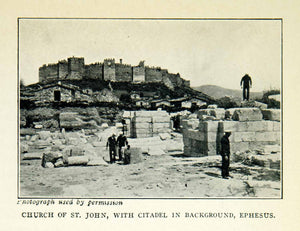 1927 Print Church Saint John Citadel Ephesus Asia Minor Cityscape XGZC5
