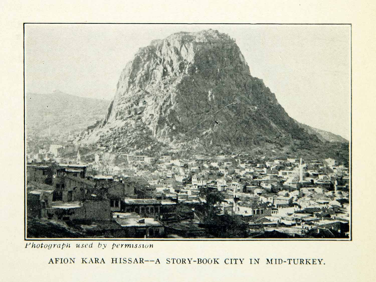1927 Print Afion Kara Hissar Turkey Mountain Hapanuwa Cityscape Ancient XGZC5