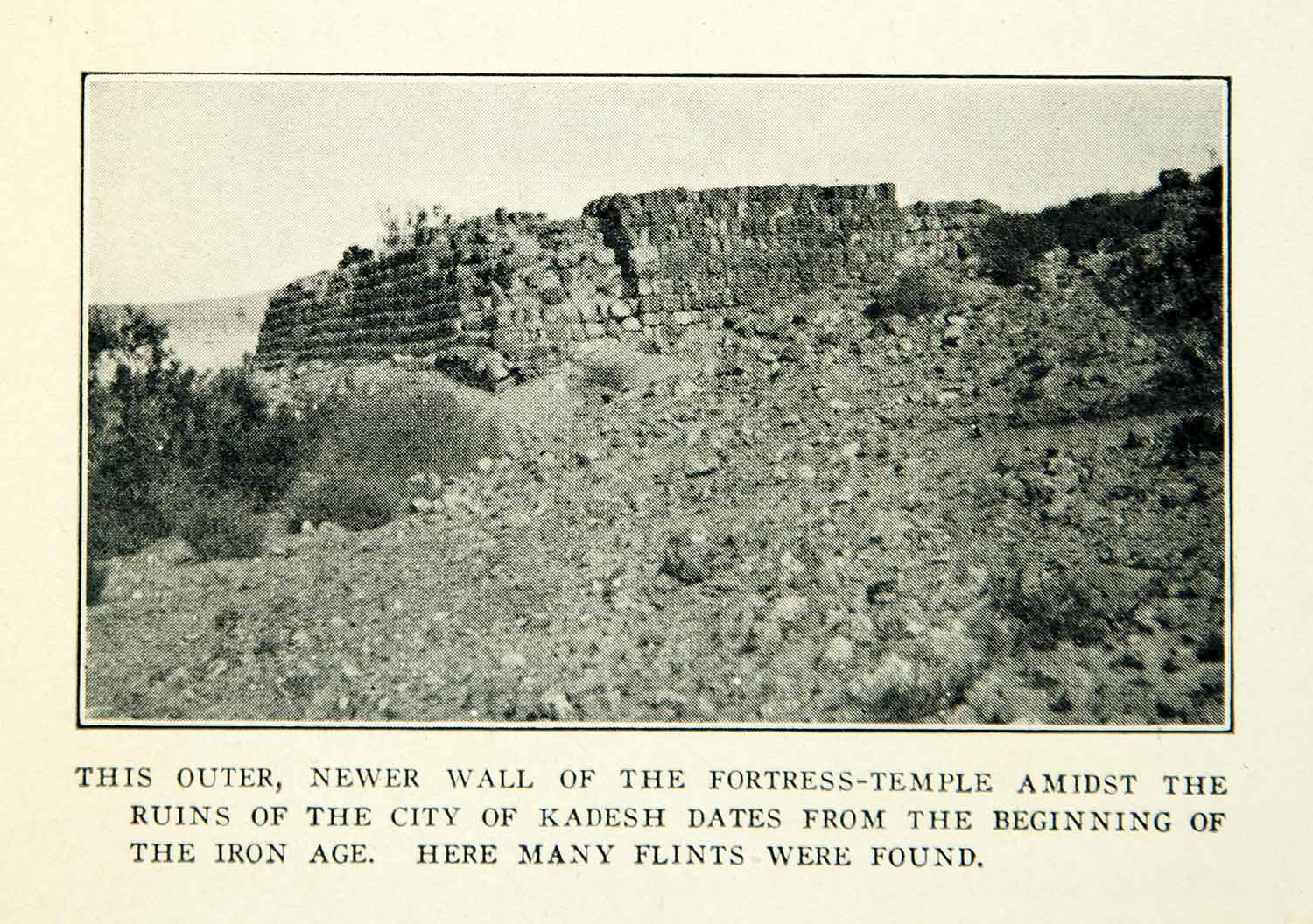 1927 Print Fortress Temple Ruins Kadesh Cityscape Iron Age Ancient Remains XGZC5
