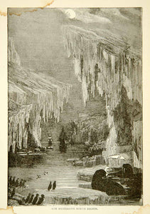 1884 Wood Engraving North Pole Expedition Walrus Glacier Iceberg Sailing XGZC7 - Period Paper
