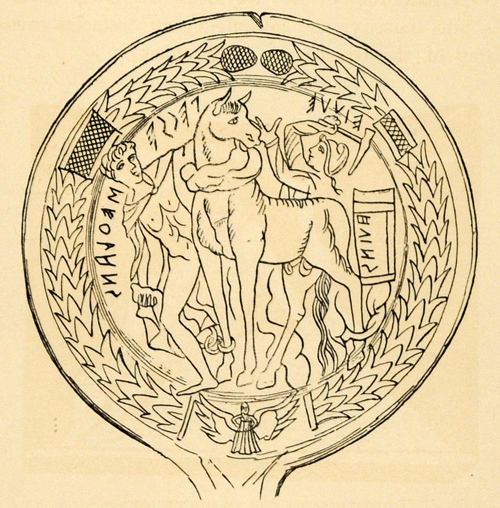 1890 Wood Engraving Hephaestus Epeios Trojan Horse War Greece Greek XHA1