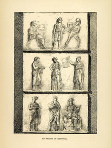 1890 Wood Engraving Mantineia Ancient Greece Muse Flute Mythology Apollo XHA1