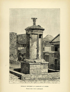 1890 Wood Engraving Choragic Monument Lysikrates Athens Lysicrates Dionysus XHA1