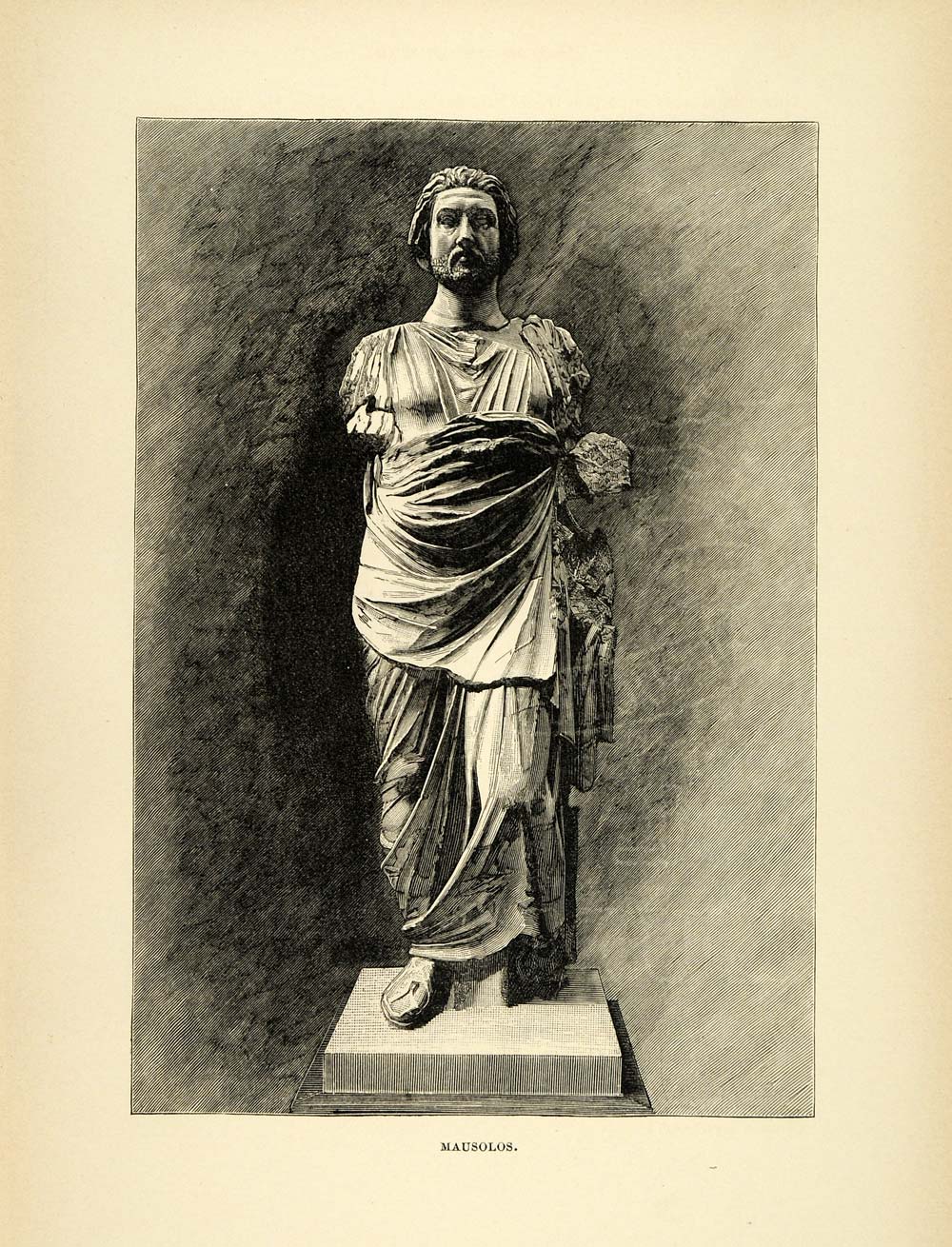 1890 Wood Engraving Mausolus Ruler Caria Hecatomnid British Museum XHA1