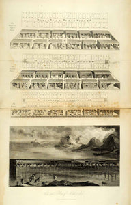 1849 Copper Engraving Noahs Ark Great Flood Animals Ship Genesis Bible Art XHA2