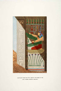 1903 Chromolithograph Bas Relief Byban Moluk Hieroglyphics Thebes Valley XHA3