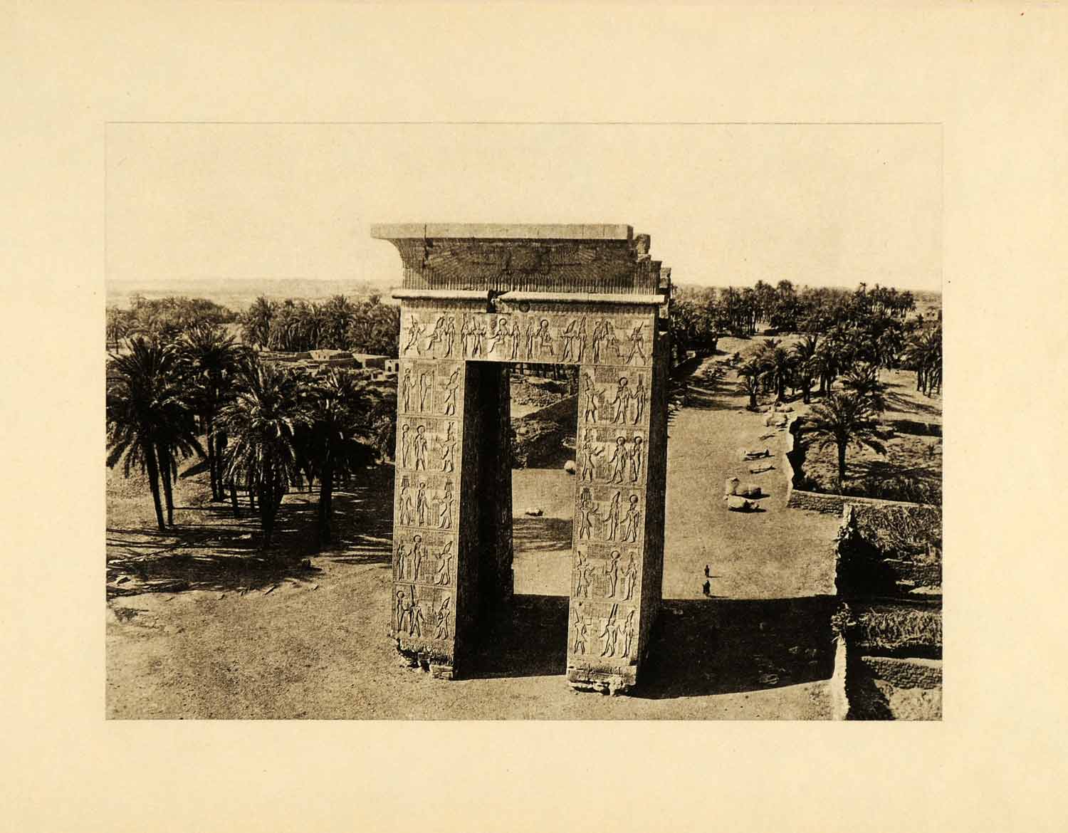 1903 Photogravure Ram Sphinx Pylon Karnak Egypt Avenue Temple Osiris Ra XHA3