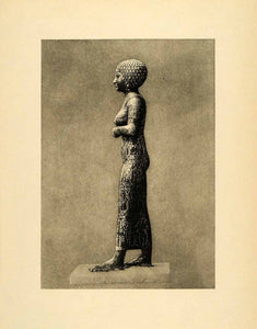 1903 Photogravure Lady Taksuhit Egypt Woman Hairstyle Dress Statue Bronze XHA3