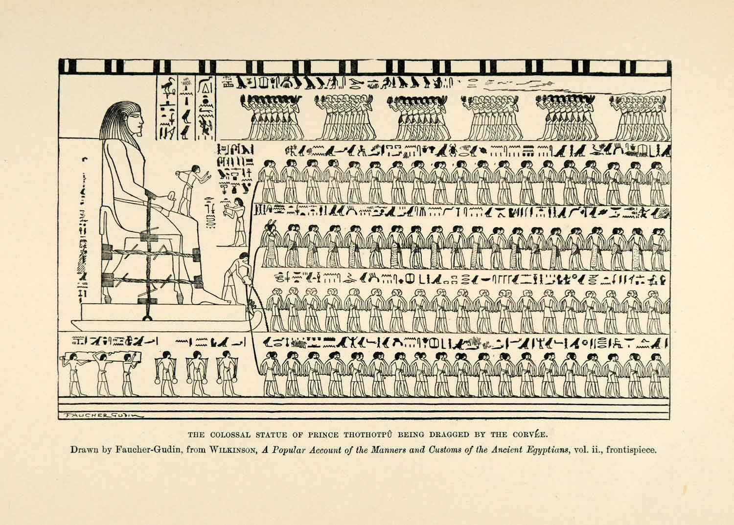 1903 Print Thothotpu Corvee Faucher-Gudin Construction Labor Egypt XHA3