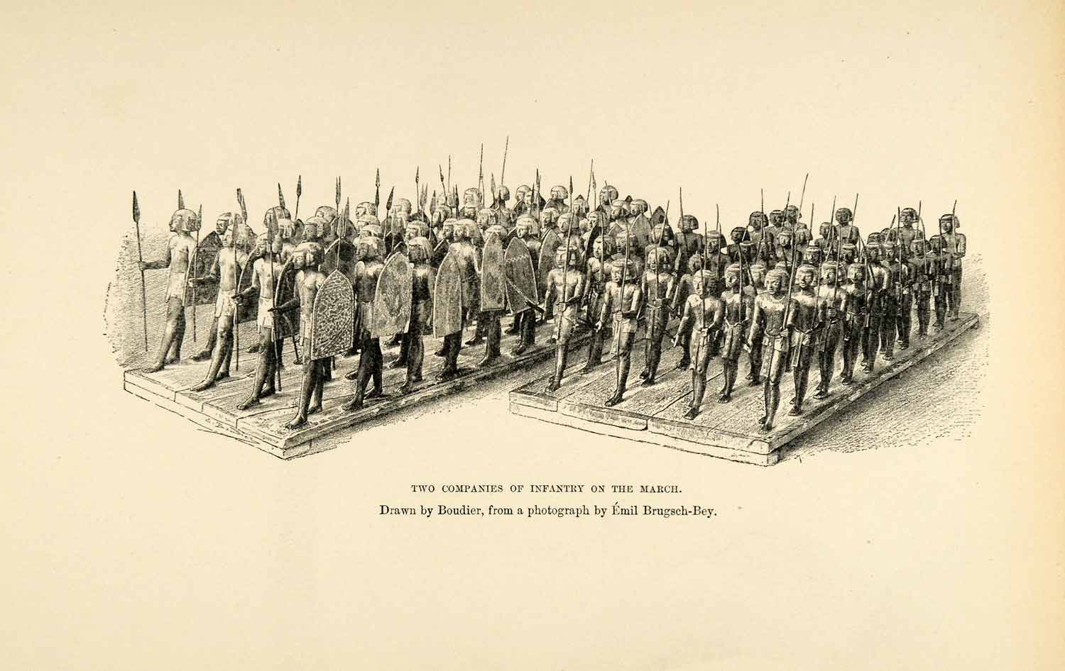 1903 PrintInfantry Boudier Emil Brugsch-Bey Ancient Egypt Shield Spear XHA3